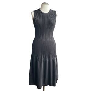 Women's TEXTILE Elizabeth and James Black Ribbed Knit Fit & Flare Midi Dress XS